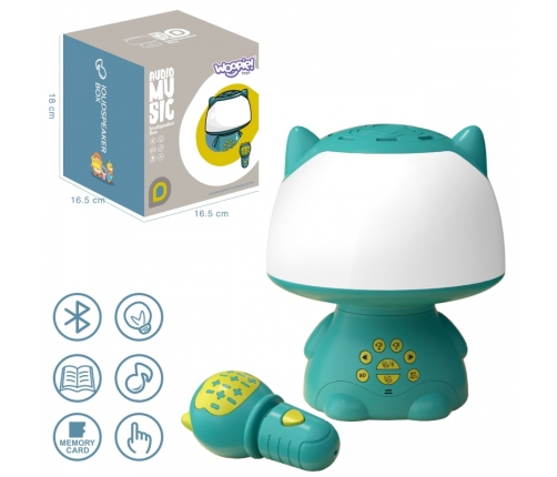 WOOPIE Multifunkcyjna Lampka RGB Głośnik Bluetooth Karaoke Modulator Głosu Karta SD AUX Turkusowa