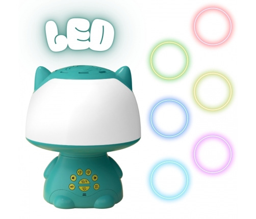 WOOPIE Multifunkcyjna Lampka RGB Głośnik Bluetooth Karaoke Modulator Głosu Karta SD AUX Turkusowa