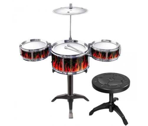 WOOPIE Perkusja Edukacyjna dla Dzieci 3 Bębny 1 Talerz + Taboret