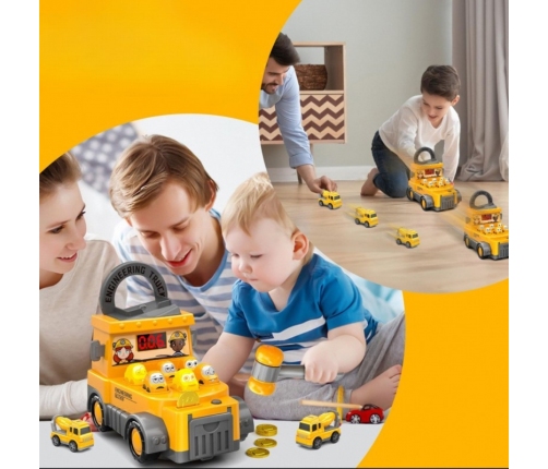 WOOPIE Gra Zręcznościowa Uderz Młotkiem Wbijak Plac Budowy z Akcesoriami