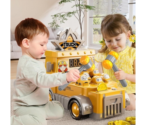 WOOPIE Gra Zręcznościowa Uderz Młotkiem Wbijak Plac Budowy z Akcesoriami