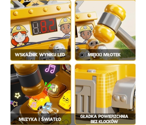 WOOPIE Gra Zręcznościowa Uderz Młotkiem Wbijak Plac Budowy z Akcesoriami