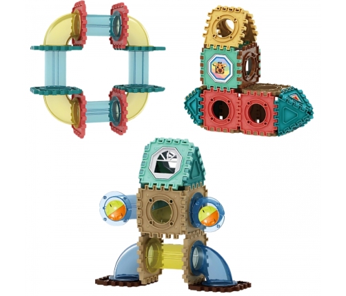 WOOPIE Klocki Magnetyczne Konstrukcyjne 3D Zestaw Edukacyjny Tor Kulkowy 228el.