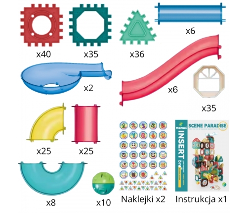WOOPIE Klocki Magnetyczne Konstrukcyjne 3D Zestaw Edukacyjny Tor Kulkowy 228el.