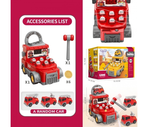 WOOPIE Gra Zręcznościowa Uderz Młotkiem Wbijak Straż Pożarna z Akcesoriami