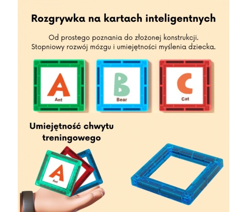 WOOPIE Przestrzenne Klocki Magnetyczne Nauka Liter 70 Elementów