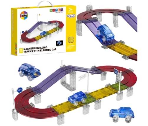 WOOPIE Magnetyczny Tor Samochodowy Wyścigowy + Autko 76 el.
