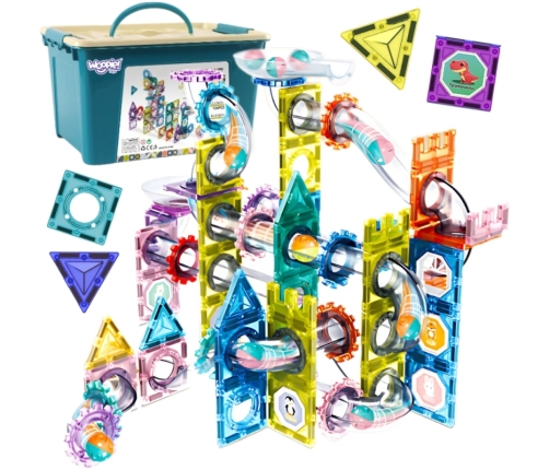 WOOPIE Klocki Magnetyczne Konstrukcyjne 3D Zestaw Edukacyjny Tor Kulkowy 126el.el.