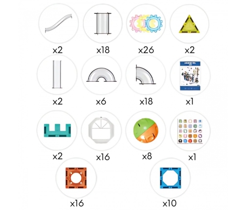 WOOPIE Klocki Magnetyczne Konstrukcyjne 3D Zestaw Edukacyjny Tor Kulkowy 126el.el.
