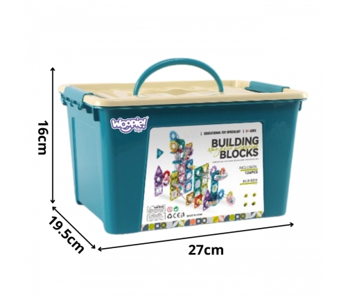 WOOPIE Klocki Magnetyczne Konstrukcyjne 3D Zestaw Edukacyjny Tor Kulkowy 126el.el.