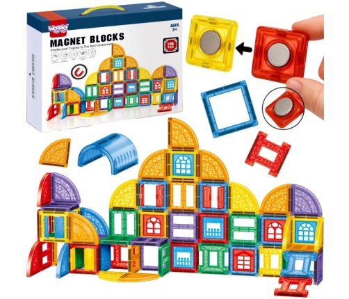 WOOPIE Klocki Magnetyczne Konstrukcyjne 3D Zestaw Edukacyjny Zamek 100el.