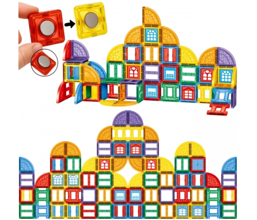 WOOPIE Klocki Magnetyczne Konstrukcyjne 3D Zestaw Edukacyjny Zamek 100el.