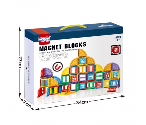 WOOPIE Klocki Magnetyczne Konstrukcyjne 3D Zestaw Edukacyjny Zamek 100el.