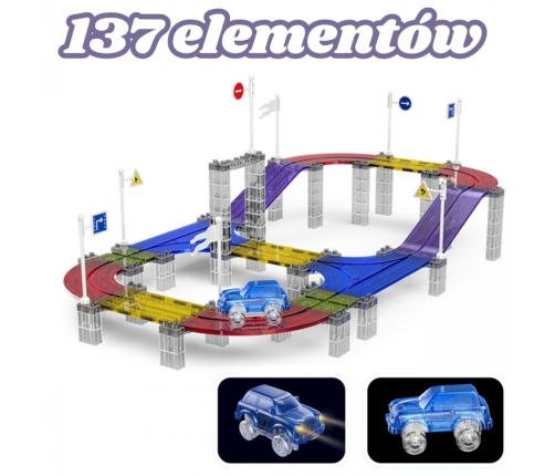 WOOPIE Magnetyczny Tor Samochodowy Wyścigowy + Autko 137 El.