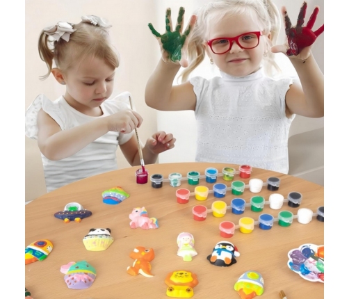 WOOPIE Zestaw Kreatywny z Farbami DIY Zrób Odlewy Gipsowe Figurki i Pomaluj - Zestaw Dinozaury