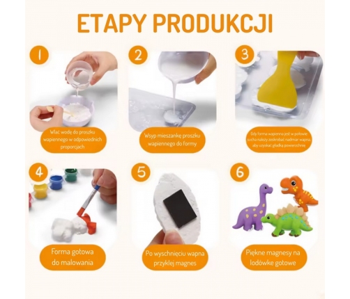 WOOPIE Zestaw Kreatywny z Farbami DIY Zrób Odlewy Gipsowe Figurki i Pomaluj - Zestaw Dinozaury