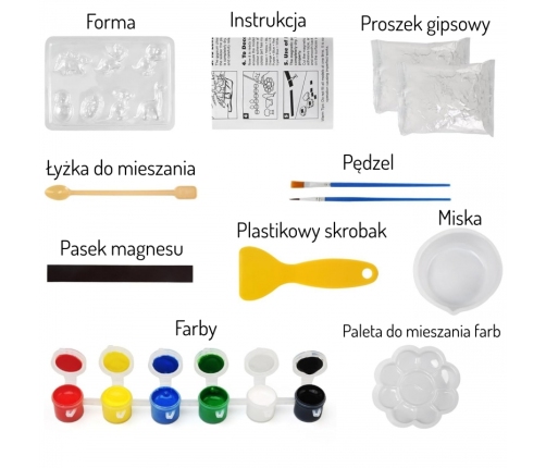 WOOPIE Zestaw Kreatywny z Farbami DIY Zrób Odlewy Gipsowe Figurki i Pomaluj - Zestaw Dinozaury