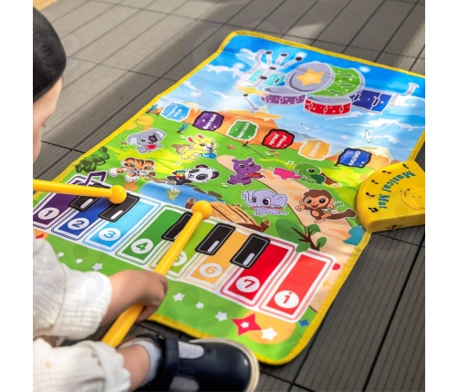 WOOPIE Mata Muzyczna Zwierzątka Interaktywne Pianino I Perkusja 2w1