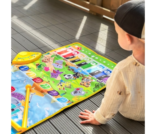 WOOPIE Mata Muzyczna Zwierzątka Interaktywne Pianino I Perkusja 2w1