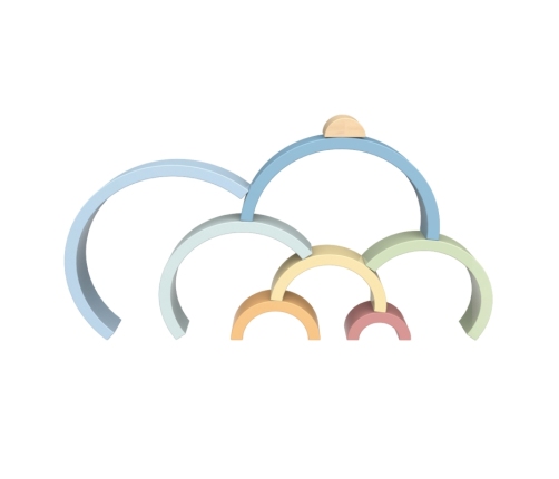 TOOKY TOY Pastelowa Układanka Drewniane Klocki Montessori Tęcza