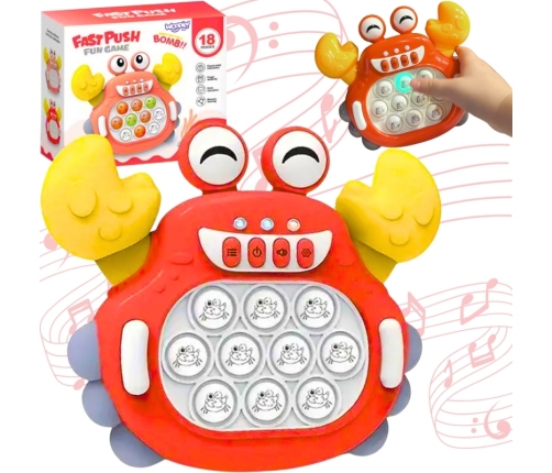 WOOPIE Gra POP IT Elektroniczna Antystresowa Zręcznościowa Krab Czerwony