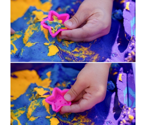 WOOPIE Piasek Kinetyczny 0,6 kg Zestaw Jednorożec Stolik z Foremkami