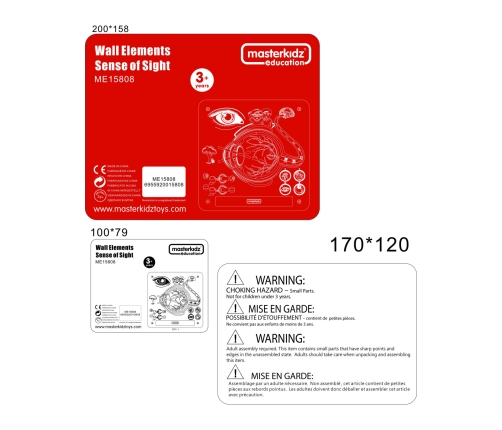 MASTERKIDZ Tablica Edukacyjna Zmysł Wzroku Montessori