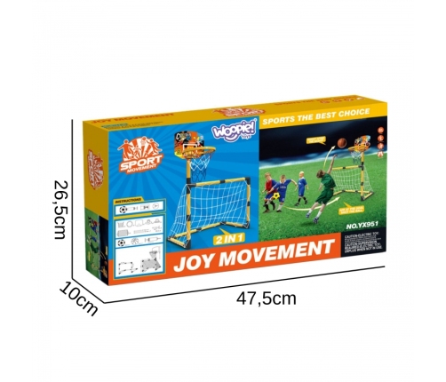 WOOPIE Zestaw 2w1 koszykówka Bramka do Piłki Nożnej + Piłki i Pompka