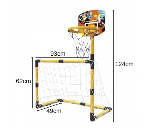 WOOPIE Zestaw 2w1 koszykówka Bramka do Piłki Nożnej + Piłki i Pompka