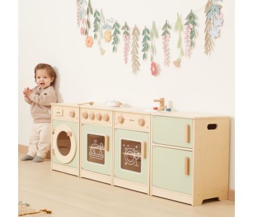VIGA PolarB Drewniany Zestaw Kuchenny XL Pralka Kuchenka Zmywarka - Zielony