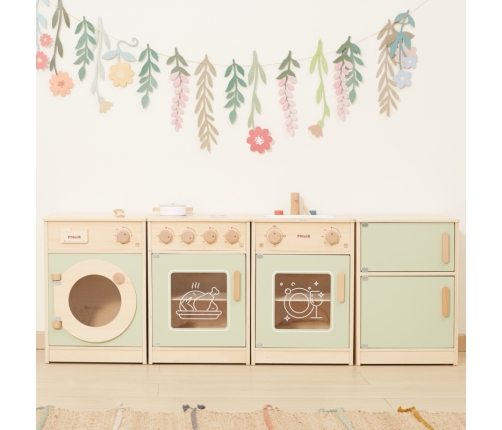 VIGA PolarB Drewniany Zestaw Kuchenny XL Pralka Kuchenka Zmywarka - Zielony