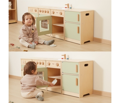 VIGA PolarB Drewniany Zestaw Kuchenny XL Pralka Kuchenka Zmywarka - Zielony