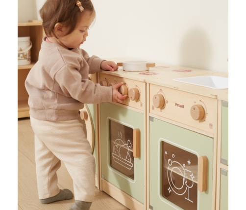 VIGA PolarB Drewniany Zestaw Kuchenny XL Pralka Kuchenka Zmywarka - Zielony