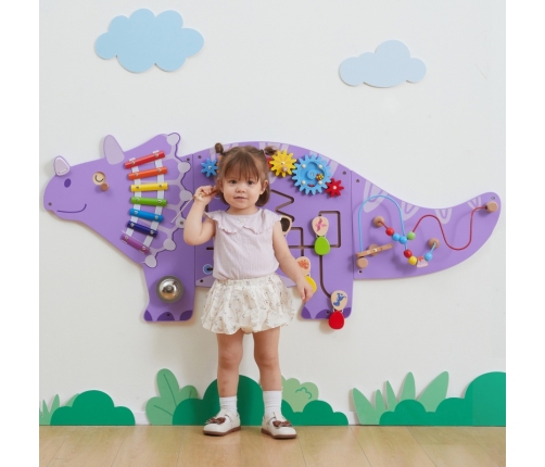 VIGA Drewniana Tablica Sensoryczna-Manipulacyjna EDU Triceratops