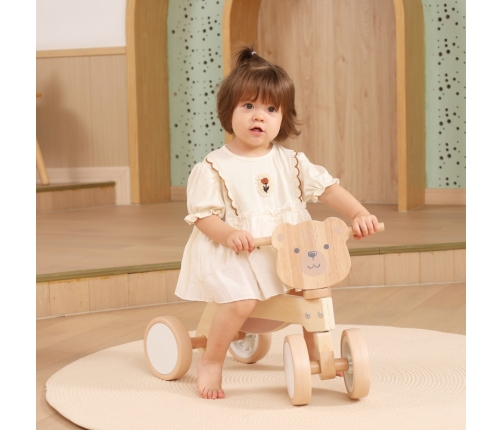 VIGA PolarB Drewniany Jeździk Miś Brunatny Miękkie Koła