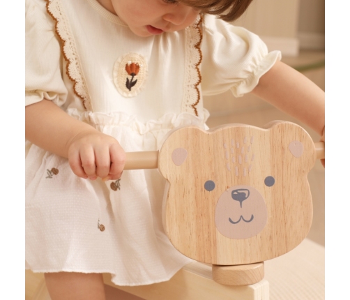 VIGA PolarB Drewniany Jeździk Miś Brunatny Miękkie Koła