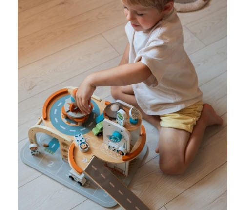 TOOKY TOY Drewniany Kosmiczny Parking Stacja Kosmiczna