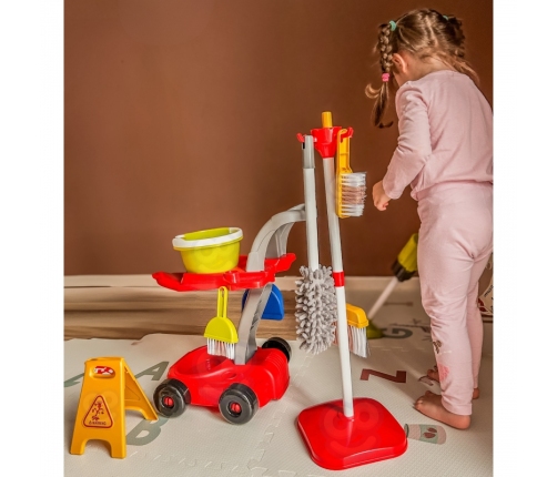 WOOPIE Zestaw do Sprzątania XXL Wózek 3w1 29 el. Czerwony