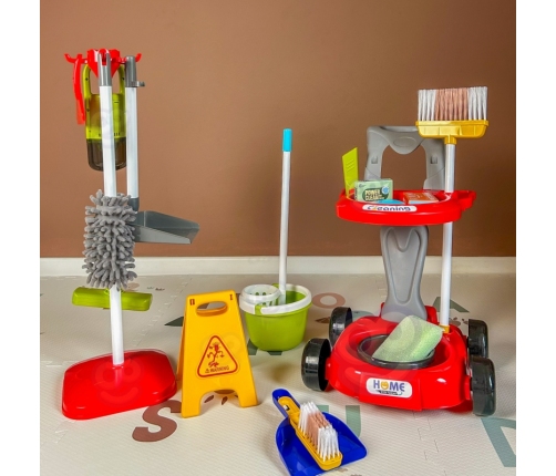 WOOPIE Zestaw do Sprzątania XXL Wózek 3w1 29 el. Czerwony