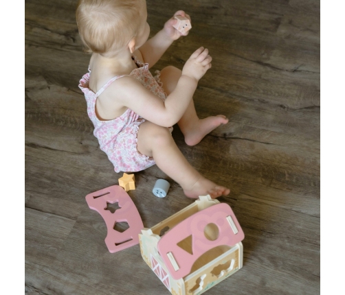 WOOPIE GREEN Drewniana Farma Sorter Kształtów i Kolorów 13 el.