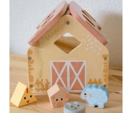 WOOPIE GREEN Drewniana Farma Sorter Kształtów i Kolorów 13 el.