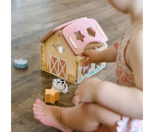 WOOPIE GREEN Drewniana Farma Sorter Kształtów i Kolorów 13 el.