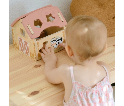 WOOPIE GREEN Drewniana Farma Sorter Kształtów i Kolorów 13 el.