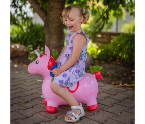 WOOPIE Skoczek Gumowy do Skakania Jednorożec Różowy + Pompka