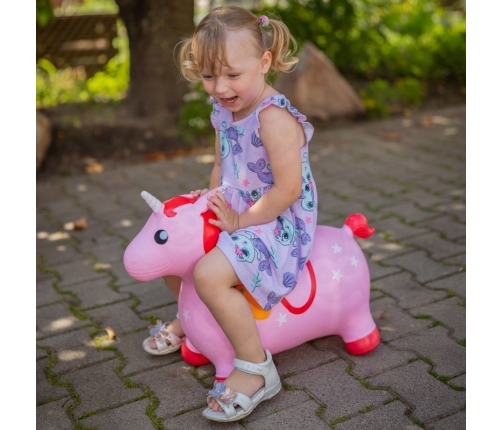 WOOPIE Skoczek Gumowy do Skakania Jednorożec Różowy + Pompka