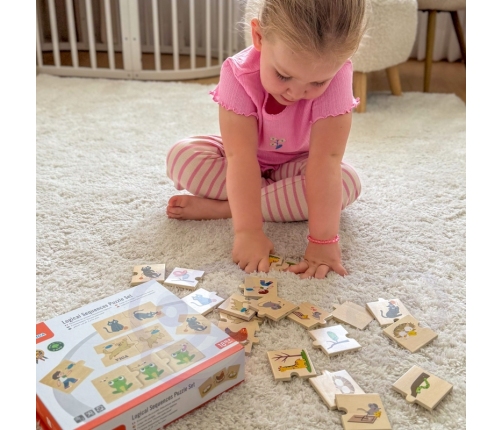 VIGA Drewniana Układanka Puzzle Dopasuj Czynności Zwierząt