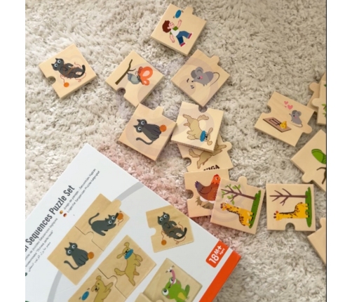 VIGA Drewniana Układanka Puzzle Dopasuj Czynności Zwierząt