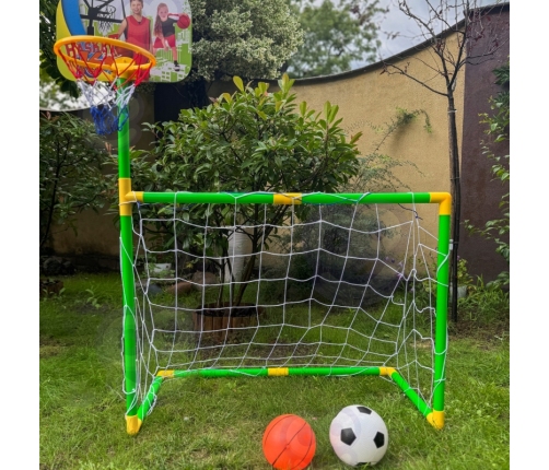 WOOPIE Zestaw 2w1 Koszykówka Bramka do Piłki Nożnej+ Piłki