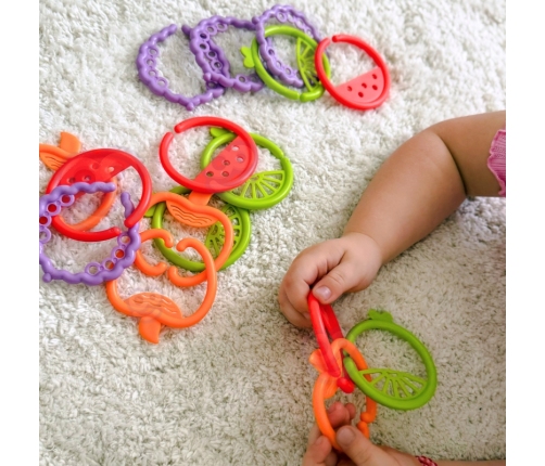 WOOPIE BABY Zabawka Sensoryczna Gryzaki dla Niemowląt Zawieszki Owoce Łańcuszek 4 el.