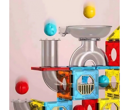 WOOPIE Klocki Magnetyczne Konstrukcyjne 3D Zestaw Edukacyjny Tor Kulkowy 113 el.